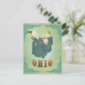 Postale Carte de l'état de l'Ohio - Vert (Debout devant)