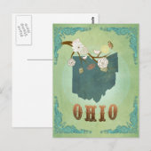 Postale Carte de l'état de l'Ohio - Vert (Devant / Derrière)