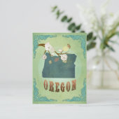 Postale Carte de l'état de l'Oregon - Vert (Debout devant)