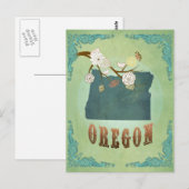 Postale Carte de l'état de l'Oregon - Vert (Devant / Derrière)