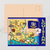 Postale Carte de l'État de Louisiane (Devant / Derrière)