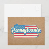 Postale Carte de l'État de Pennsylvanie illustrée avec le (Devant / Derrière)