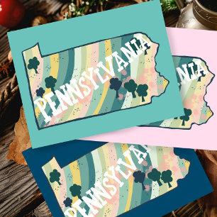 Postale Carte de l'État de Pennsylvanie illustrée en gras
