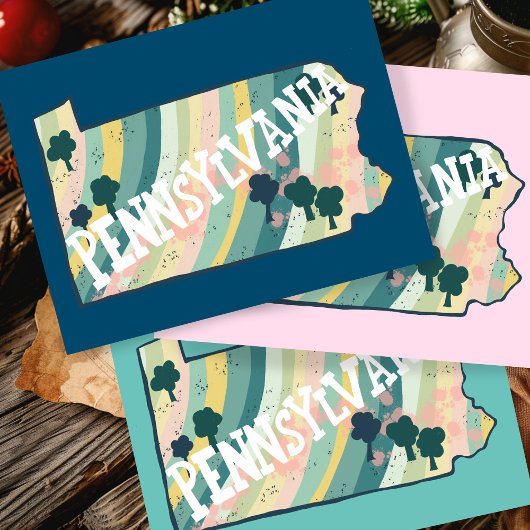 Postale Carte de l'État de Pennsylvanie illustrée en gras