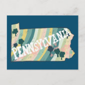 Postale Carte de l'État de Pennsylvanie illustrée en gras (Devant)