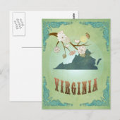 Postale Carte de l'État de Virginie - Vert (Devant / Derrière)