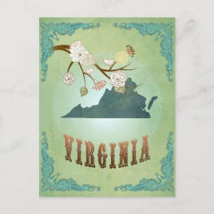 Postale Carte de l'État de Virginie - Vert