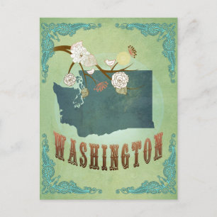 Postale Carte de l'État de Washington - Vert