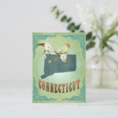 Postale Carte de l'état du Connecticut - Vert (Debout devant)
