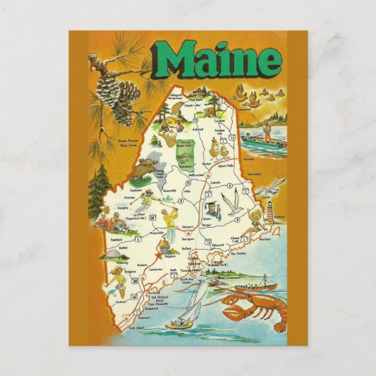 Postale Carte de l'État du Maine (Devant)