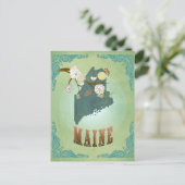 Postale Carte de l'état du Maine - Vert (Debout devant)