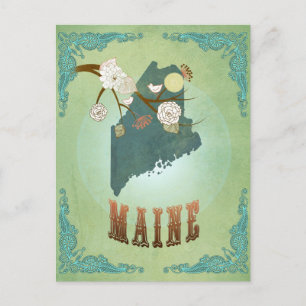 Postale Carte de l'état du Maine - Vert