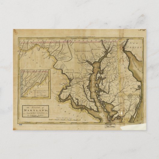 Postale Carte de l'état du Maryland (1795) (Devant)