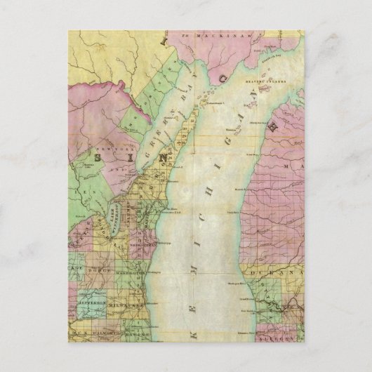Postale Carte de l'État du Michigan (Devant)