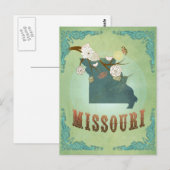 Postale Carte de l'État du Missouri - Vert (Devant / Derrière)