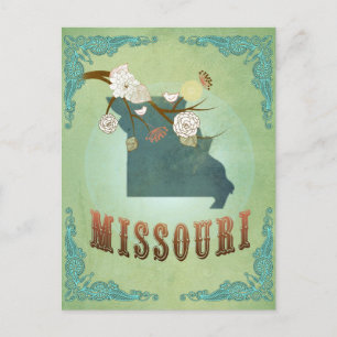 Postale Carte de l'État du Missouri - Vert