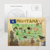 Postale Carte de l'État du Montana (Devant / Derrière)