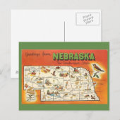 Postale Carte de l'État du Nebraska (Devant / Derrière)
