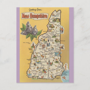 Postale Carte de l'État du New Hampshire