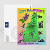 Postale Carte de l'état du New Hampshire (Devant / Derrière)
