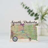 Postale carte de l'État du SD (Debout devant)