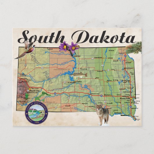 Postale carte de l'État du SD (Devant)