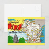 Postale Carte de l'État du Wisconsin (Devant / Derrière)