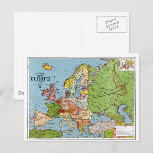 Postale Carte de l'Europe (Devant / Derrière)