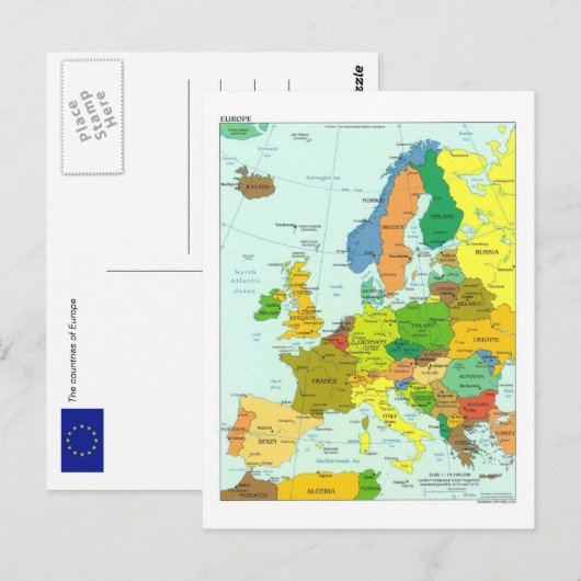 Postale Carte de l'Europe (Devant / Derrière)