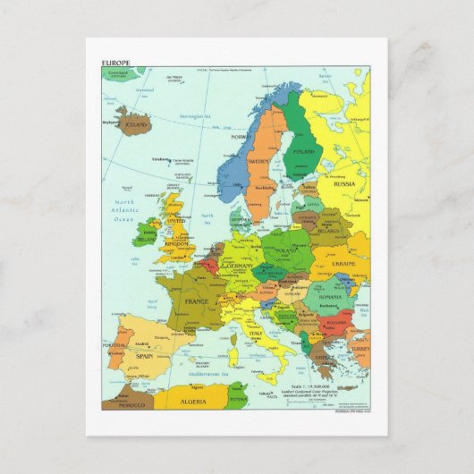 Postale Carte de l'Europe (Devant)
