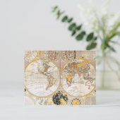 Postale Carte de l'hémisphère double du 18e siècle (Debout devant)