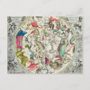 Postale Carte de l'hémisphère Sud