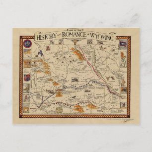 Postale Carte de l'histoire et de la romance du Wyoming