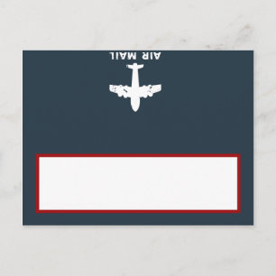 Postale Carte de lieu écrite Avion Vol bleu/rouge Flyi