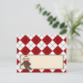 Postale Carte de lieu écrite Jacquard de singe rouge Sock (Debout devant)