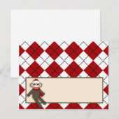 Postale Carte de lieu écrite Jacquard de singe rouge Sock (Devant / Derrière)
