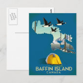 Postale carte de l'île de Baffin affiche de voyage Canada (Devant / Derrière)
