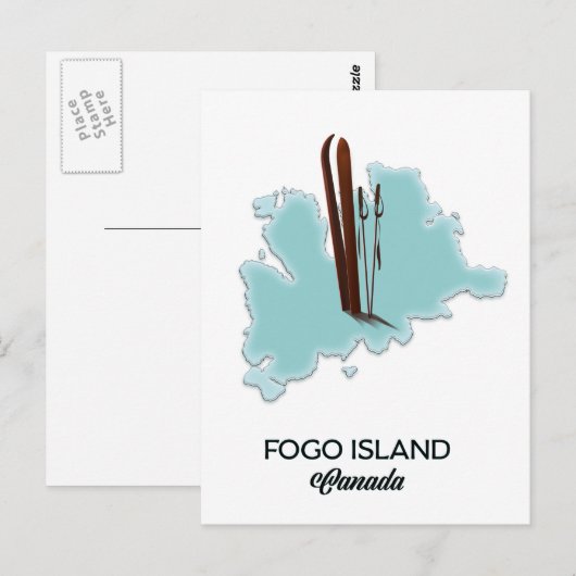 Postale Carte de l'île de Fogo Canada (Devant / Derrière)