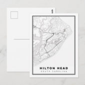 Postale Carte de l'île de Hilton Head (Devant / Derrière)