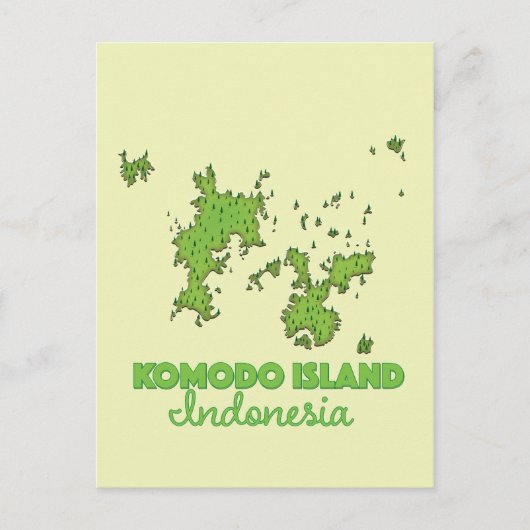 Postale Carte de l'île de Komodo Indonésie (Devant)