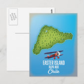 Postale Carte de l'île de Pâques (Devant / Derrière)