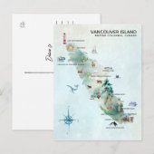 Postale Carte de l'île de Vancouver (Devant / Derrière)
