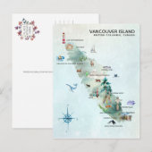 Postale Carte de l'île de Vancouver en aquarelle (Devant / Derrière)