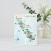 Postale Carte de l'île de Vancouver en aquarelle (Debout devant)