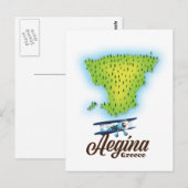 Postale Carte de l'île d'Égine Grèce (Devant / Derrière)