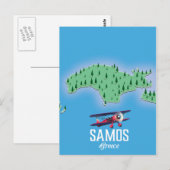 Postale Carte de l'île grecque de Samos (Devant / Derrière)