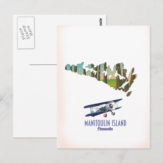Postale Carte de l'île Manitoulin Canada (Devant / Derrière)
