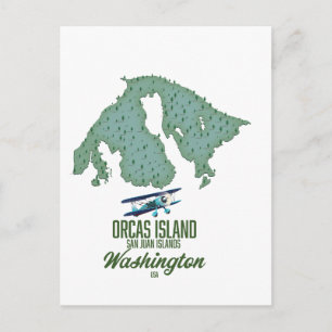 Postale Carte de l'île Orcas, Washington, États-Unis