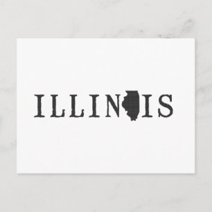 Postale Carte de l'Illinois Lettre en forme État Word Art 