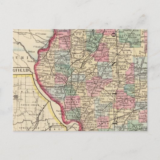 Postale Carte de l'Illinois par Mitchell (Devant)